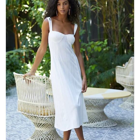 Free People Dresses & Skirts - New!  FREE PEOPLE BEACH AVIVA RIBBED MIDI DRESS IN IVORY, size‎ L